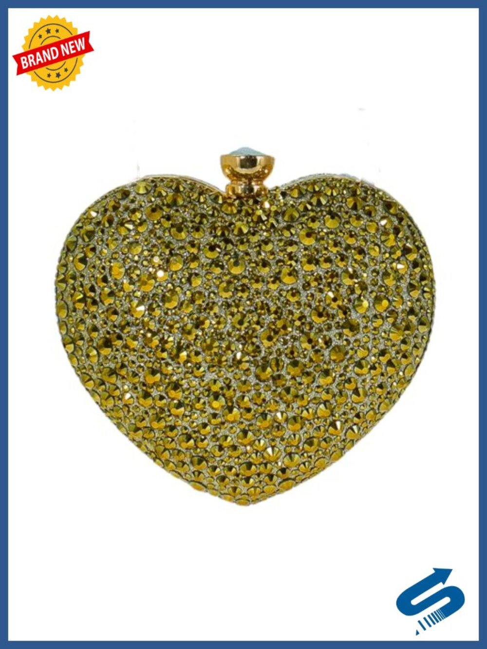 Crystal Heart Clutch Purse Sequin Rhinestone Handbag Evening Bag